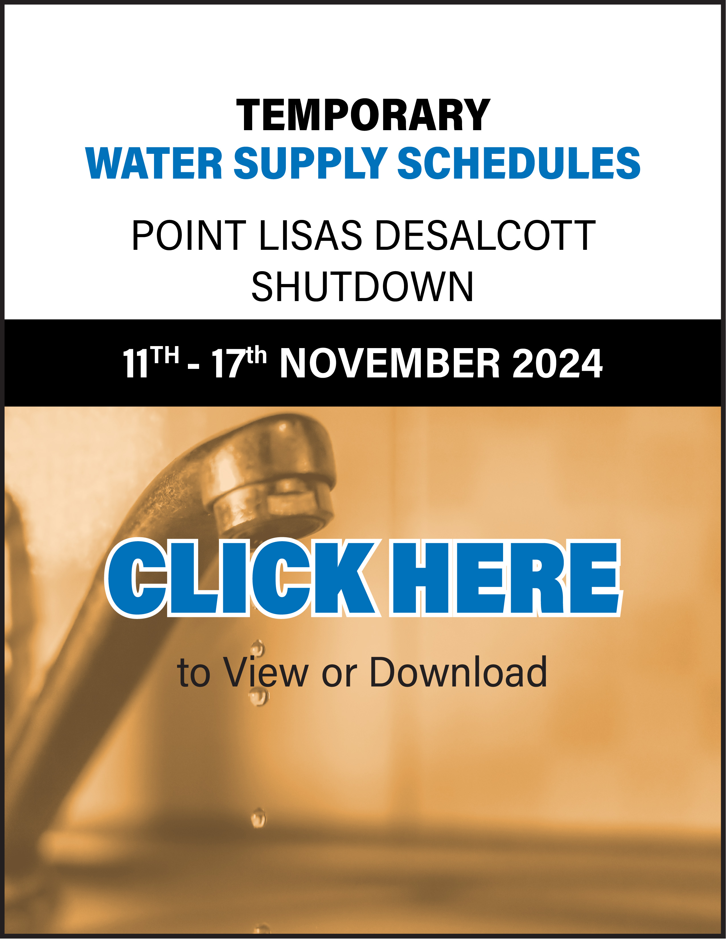 Water Supply Schedules as a result of Desalcott Shutdown